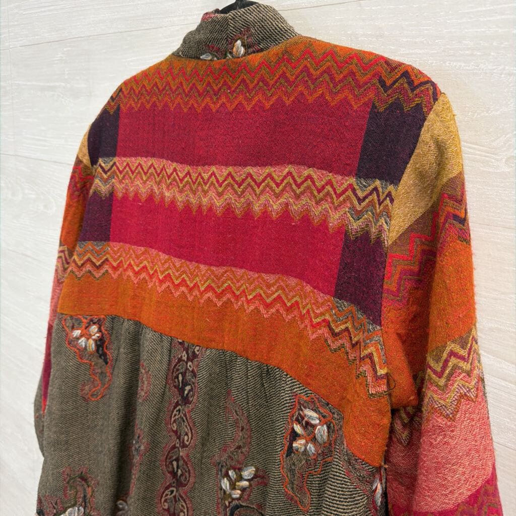 Soft Surroundings Red/ Multi Print Long Sleeve Open Front Jacket Top Large