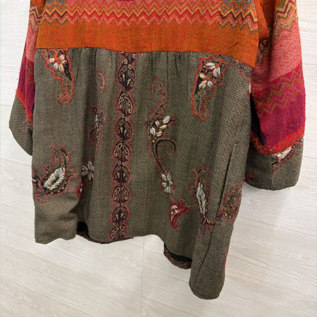 Soft Surroundings Red/ Multi Print Long Sleeve Open Front Jacket Top Large
