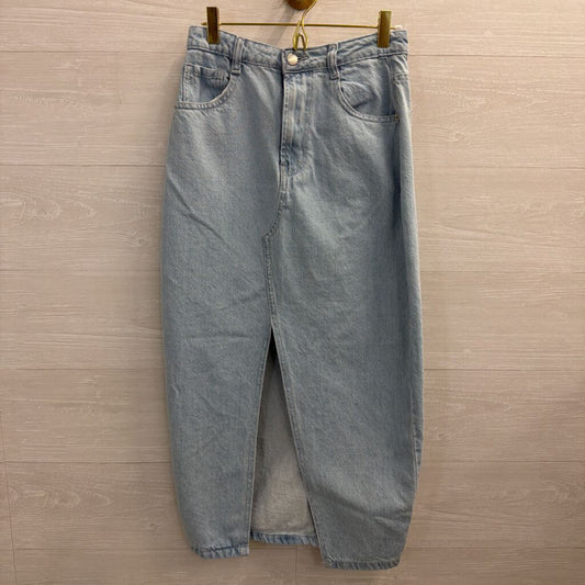 Boohoo Light Wash Denim Midi Skirt 4