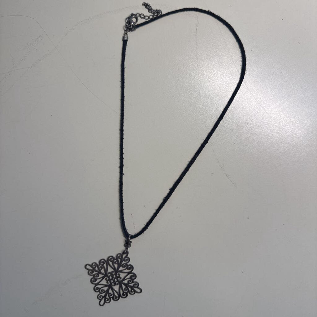 Silver Medallion with Black Cord