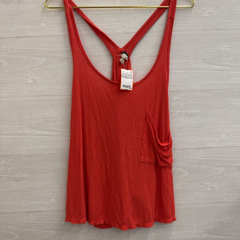 We The Free Red Ribbed Slouchy Tank Top Medium