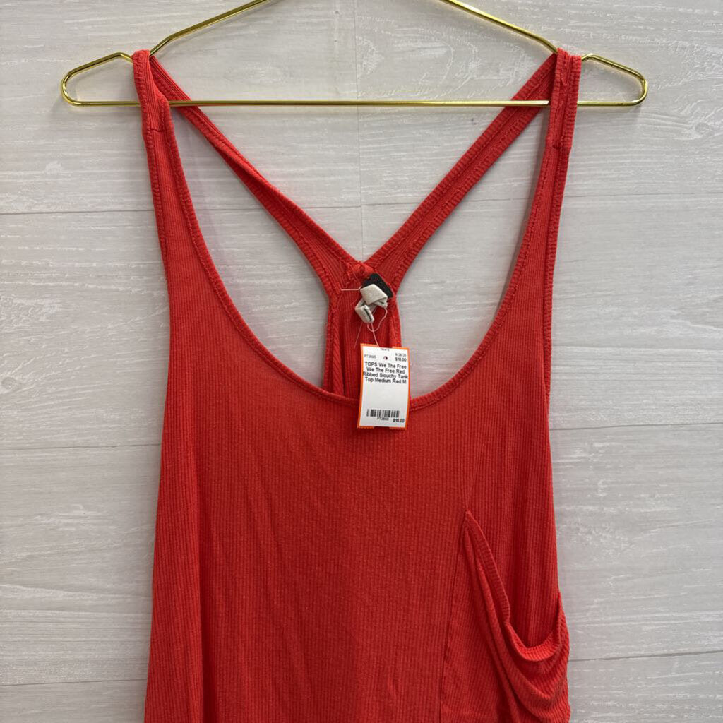 We The Free Red Ribbed Slouchy Tank Top Medium