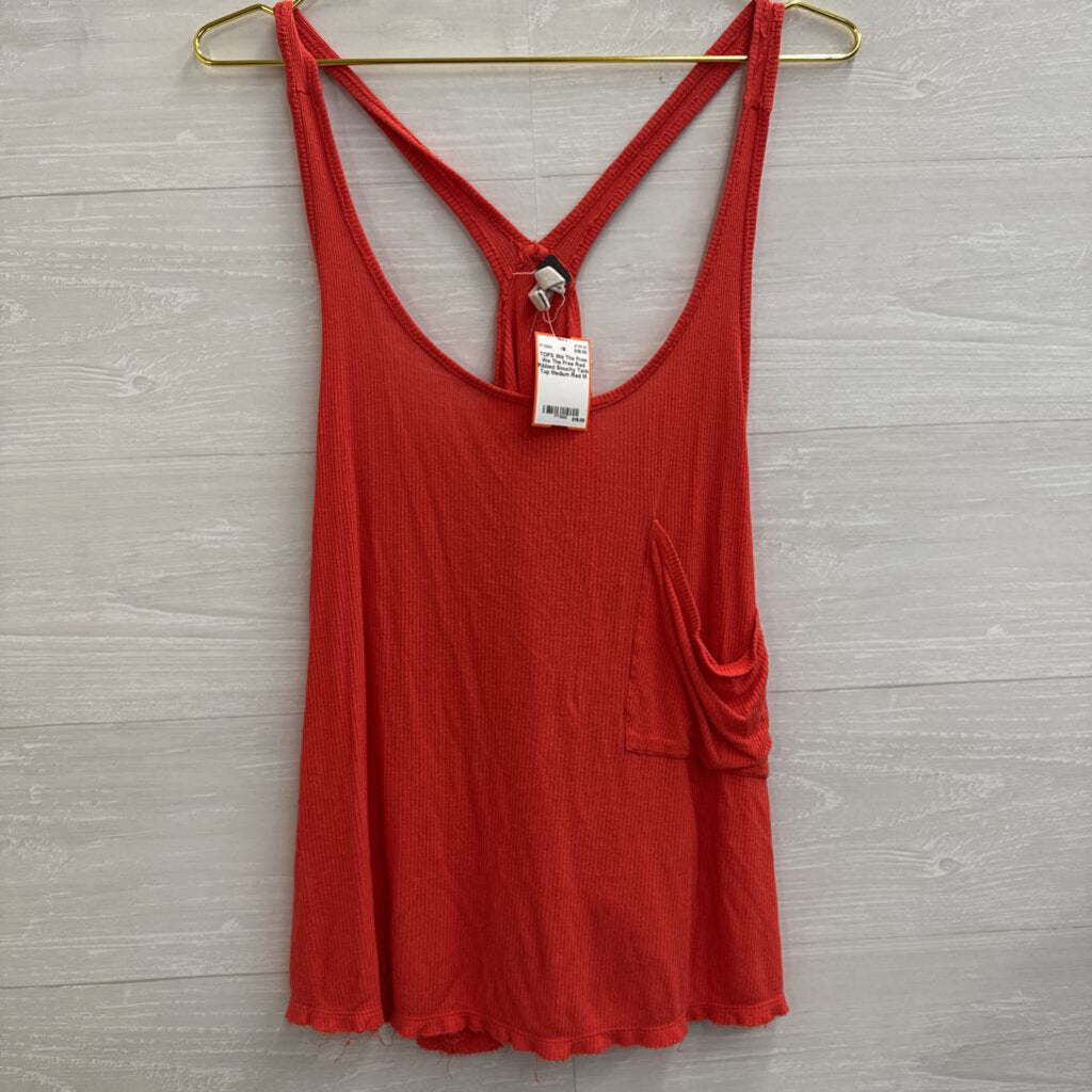 We The Free Red Ribbed Slouchy Tank Top Medium