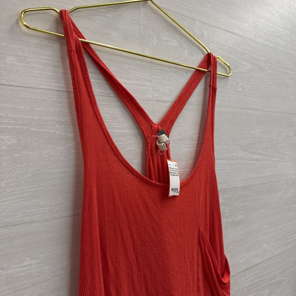 We The Free Red Ribbed Slouchy Tank Top Medium