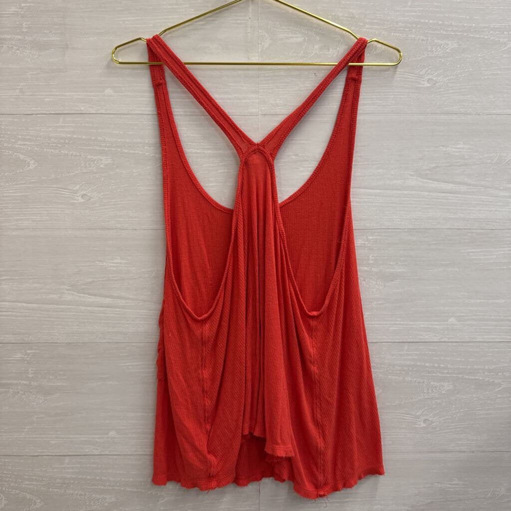 We The Free Red Ribbed Slouchy Tank Top Medium