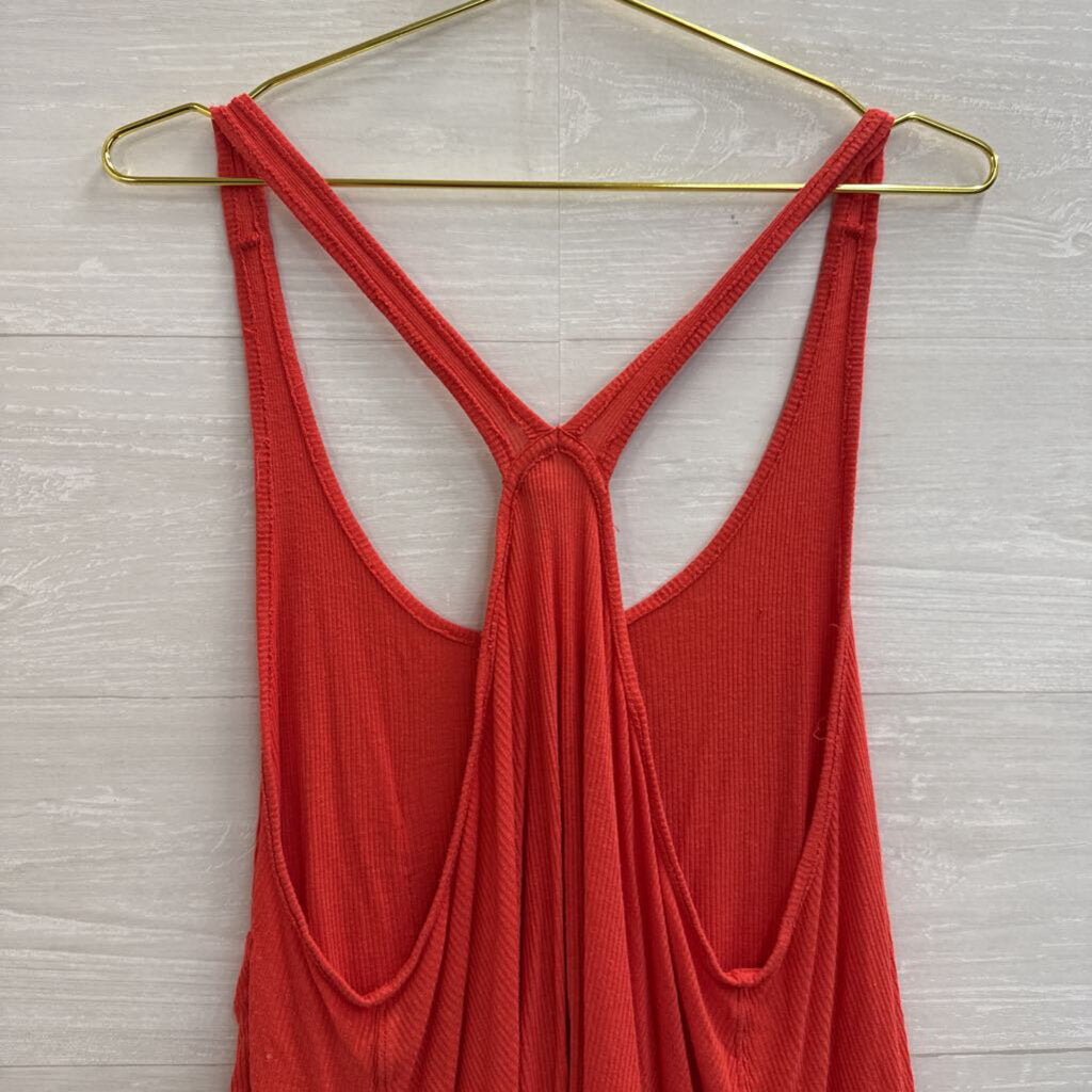 We The Free Red Ribbed Slouchy Tank Top Medium