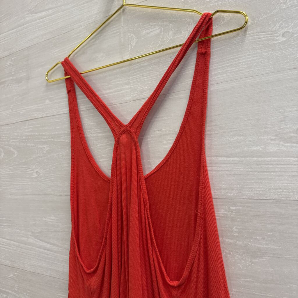 We The Free Red Ribbed Slouchy Tank Top Medium