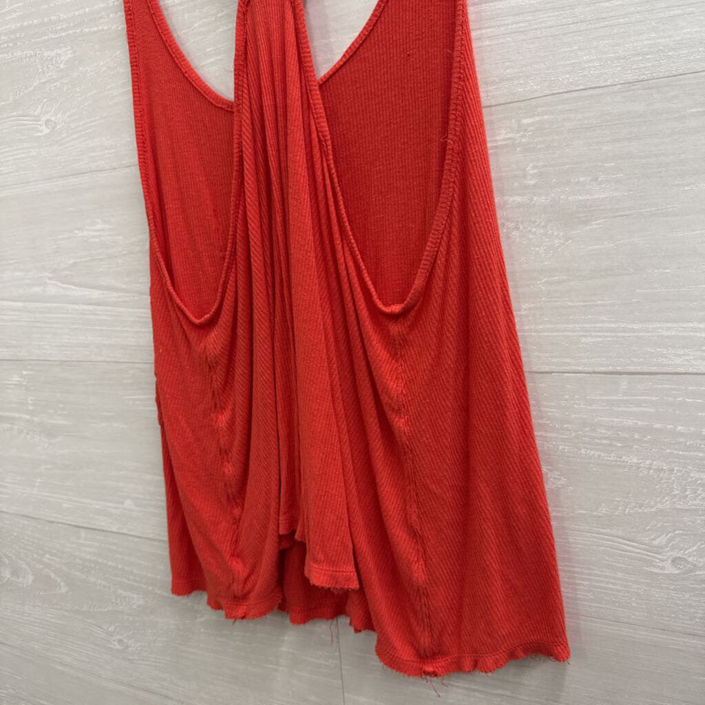 We The Free Red Ribbed Slouchy Tank Top Medium