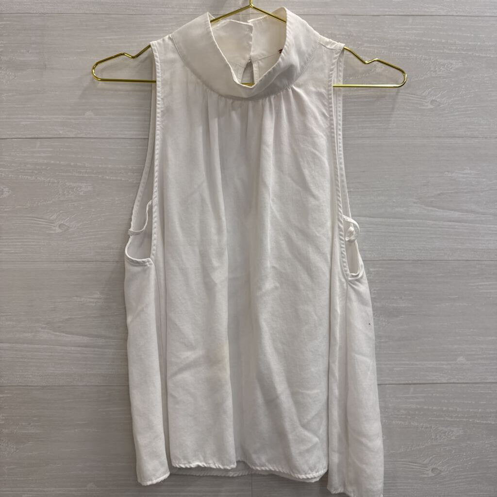 Free People White High Neck Cutout Flowy Top Small