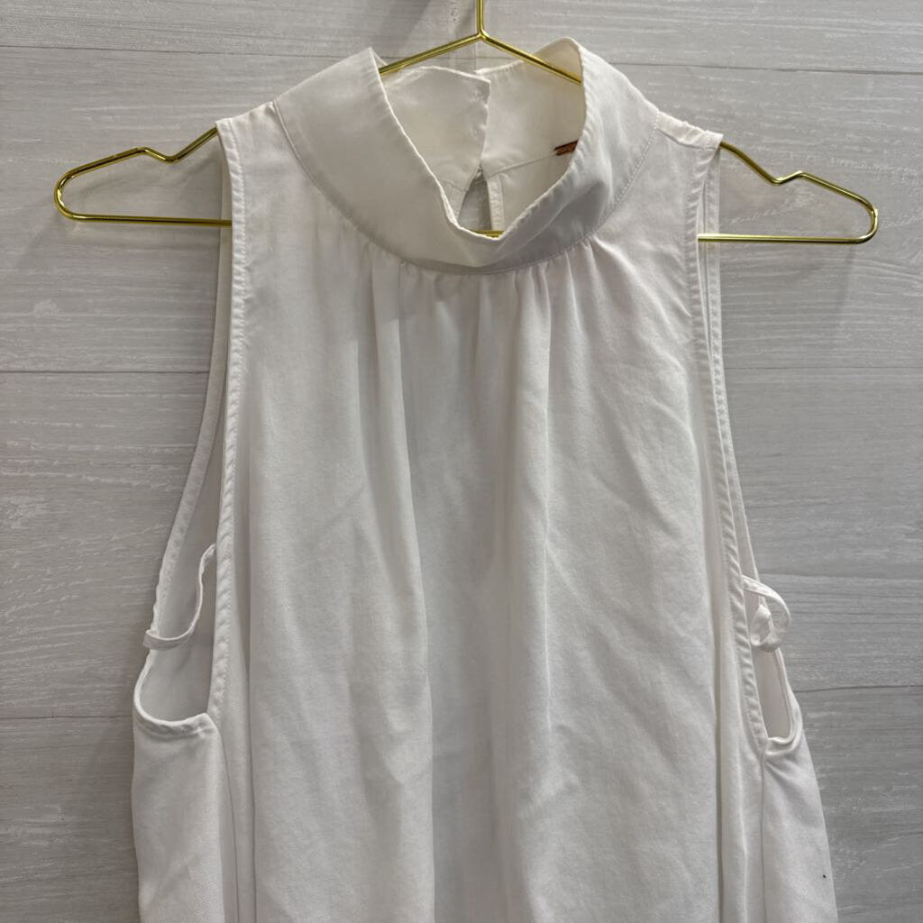 Free People White High Neck Cutout Flowy Top Small