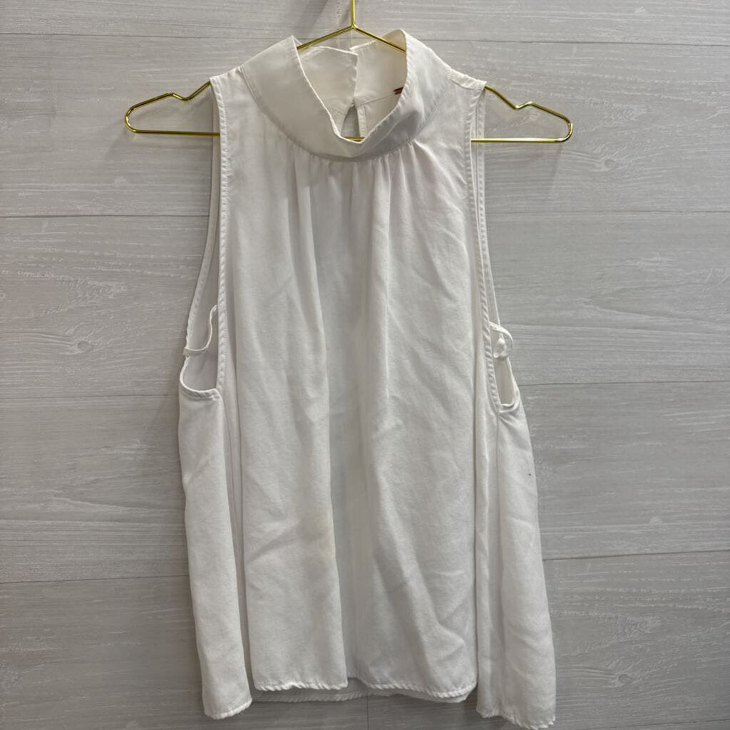 Free People White High Neck Cutout Flowy Top Small