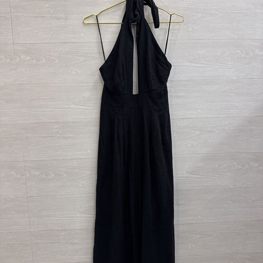 Anthropologie Black Halter Neck Cut Out Wide Leg Jumpsuit Extra Small
