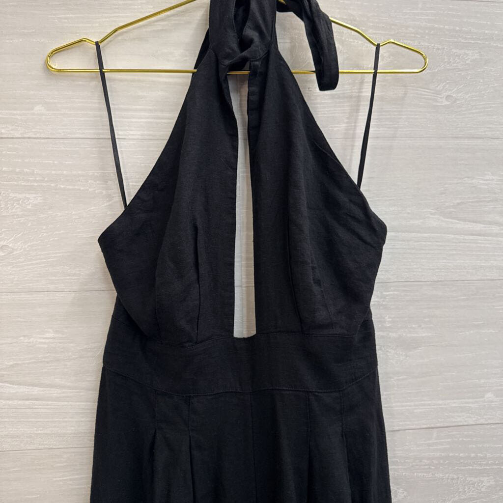 Anthropologie Black Halter Neck Cut Out Wide Leg Jumpsuit Extra Small