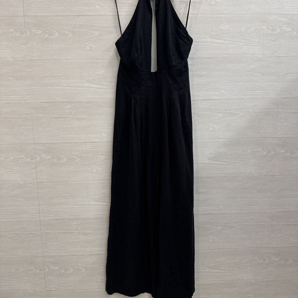 Anthropologie Black Halter Neck Cut Out Wide Leg Jumpsuit Extra Small
