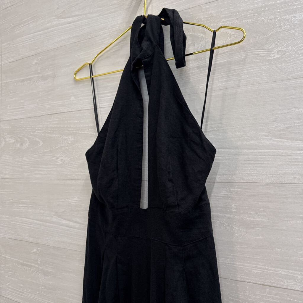 Anthropologie Black Halter Neck Cut Out Wide Leg Jumpsuit Extra Small