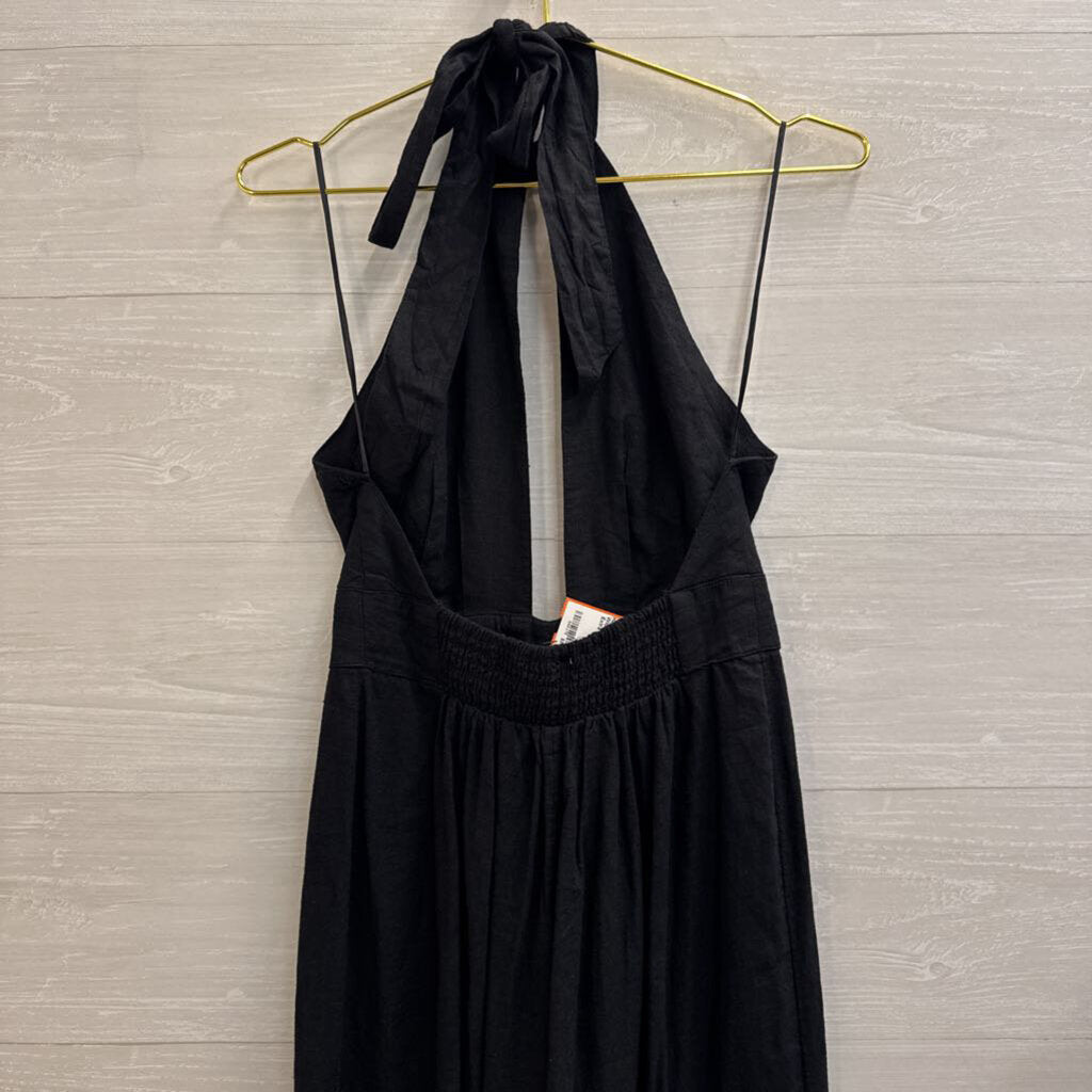 Anthropologie Black Halter Neck Cut Out Wide Leg Jumpsuit Extra Small