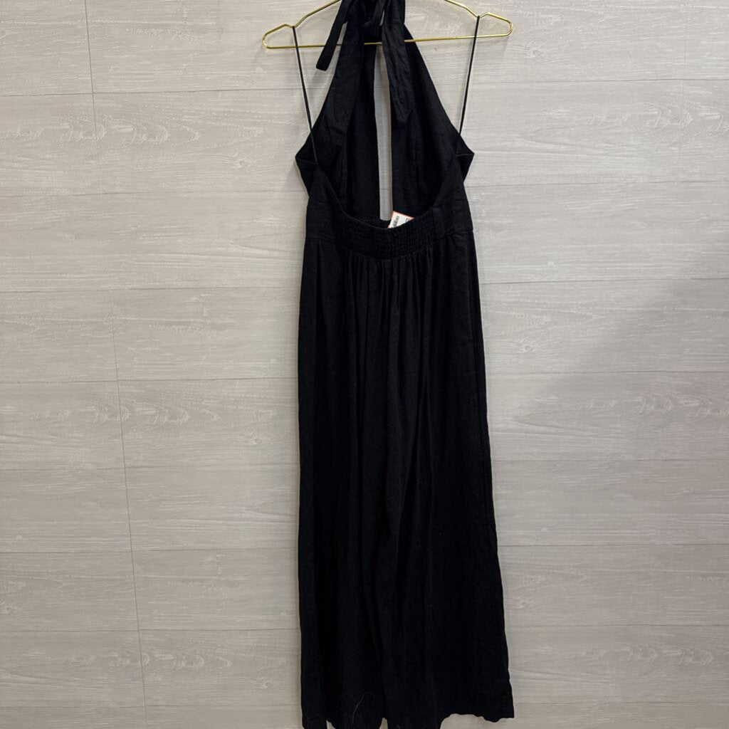 Anthropologie Black Halter Neck Cut Out Wide Leg Jumpsuit Extra Small