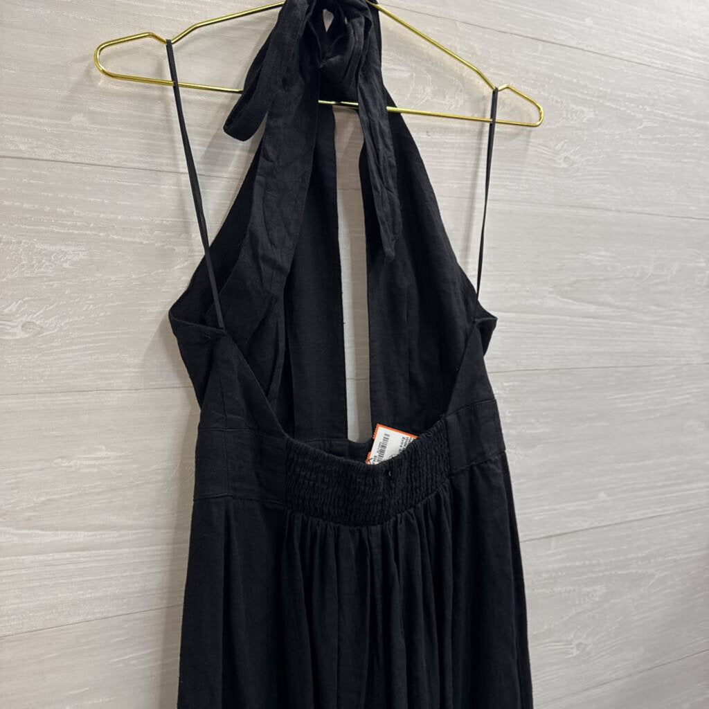 Anthropologie Black Halter Neck Cut Out Wide Leg Jumpsuit Extra Small