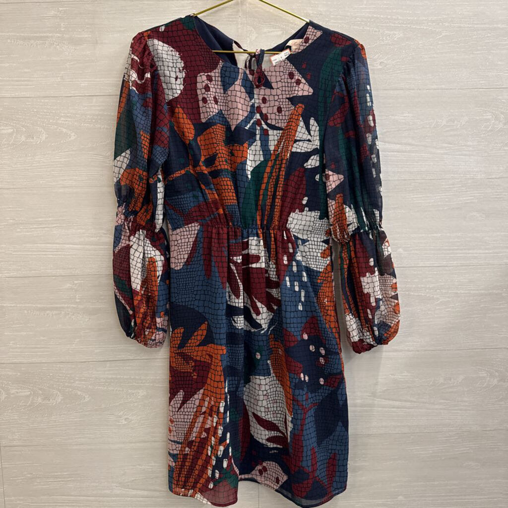 Hutch Blue/ Multi Print Long Sleeve Dress Extra Small