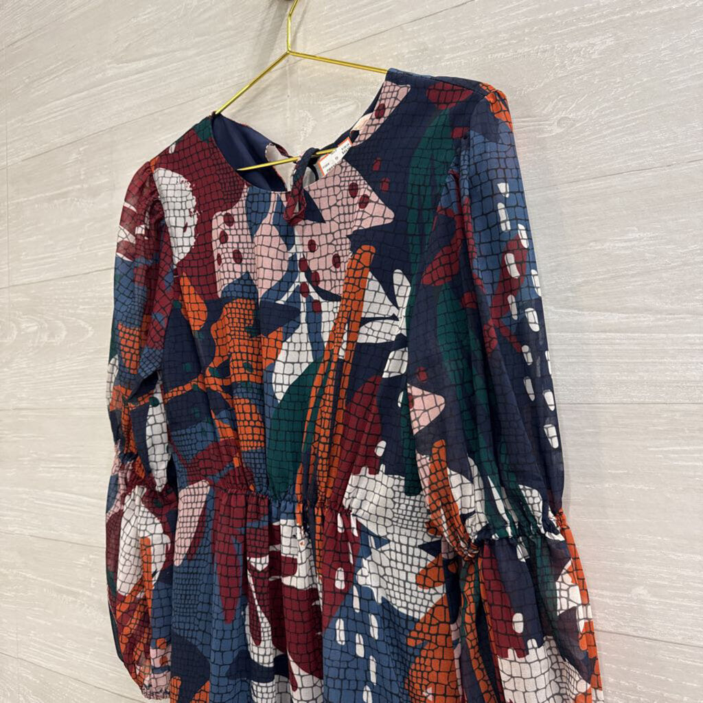 Hutch Blue/ Multi Print Long Sleeve Dress Extra Small