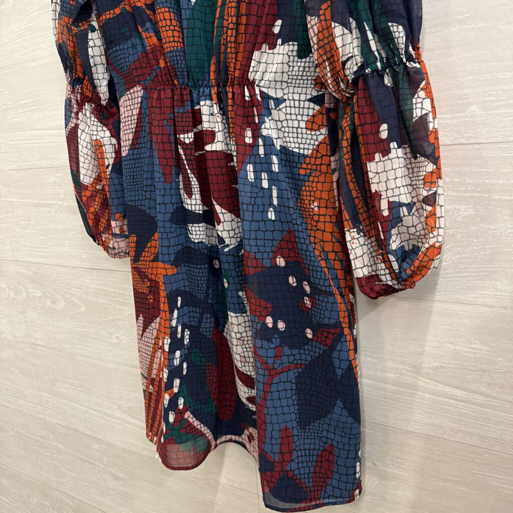 Hutch Blue/ Multi Print Long Sleeve Dress Extra Small