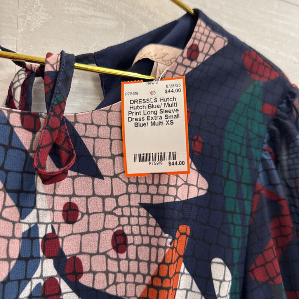 Hutch Blue/ Multi Print Long Sleeve Dress Extra Small