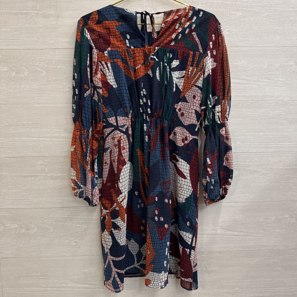 Hutch Blue/ Multi Print Long Sleeve Dress Extra Small