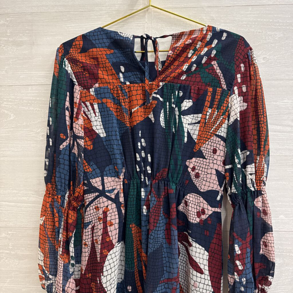 Hutch Blue/ Multi Print Long Sleeve Dress Extra Small