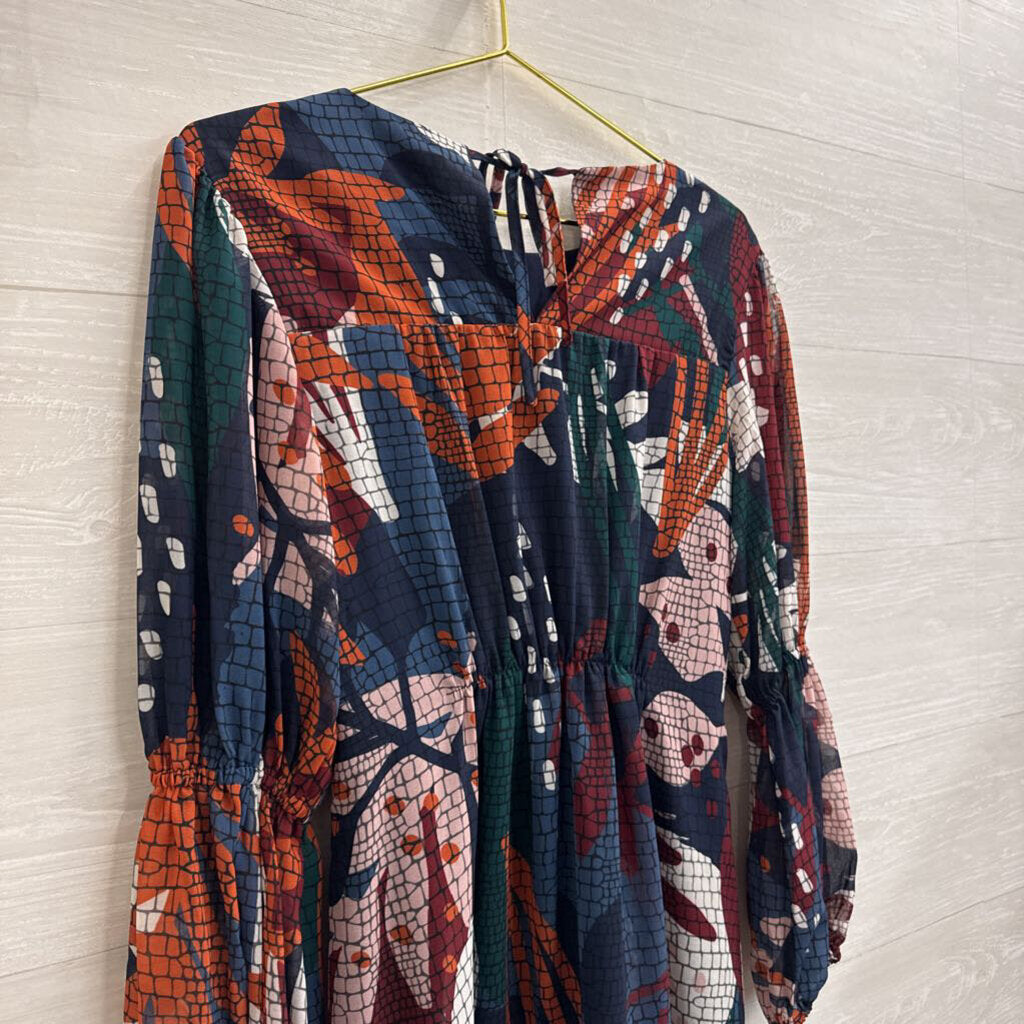 Hutch Blue/ Multi Print Long Sleeve Dress Extra Small