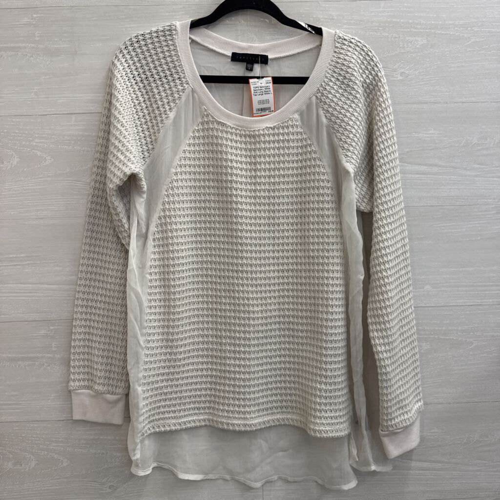 Sanctuary White Knit Long Sleeve Top Large