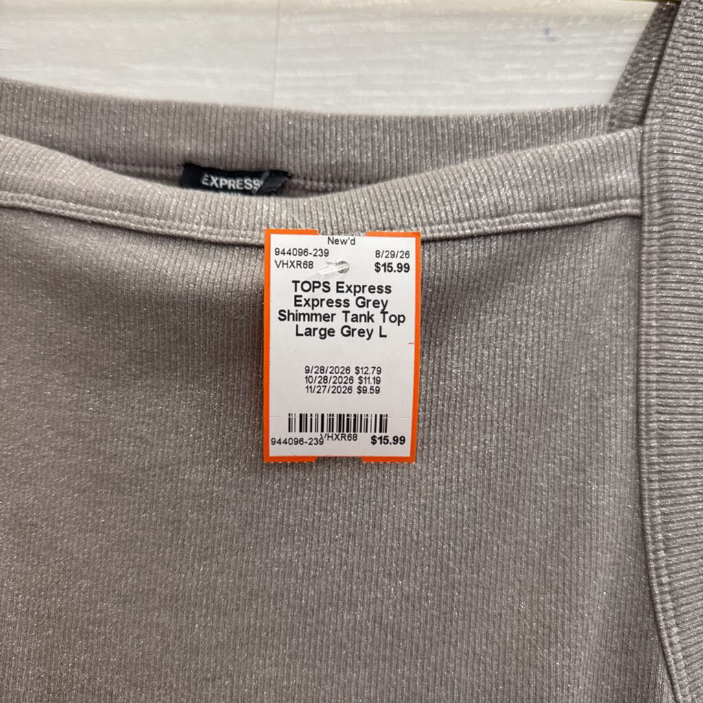 Express Grey Shimmer Tank Top Large