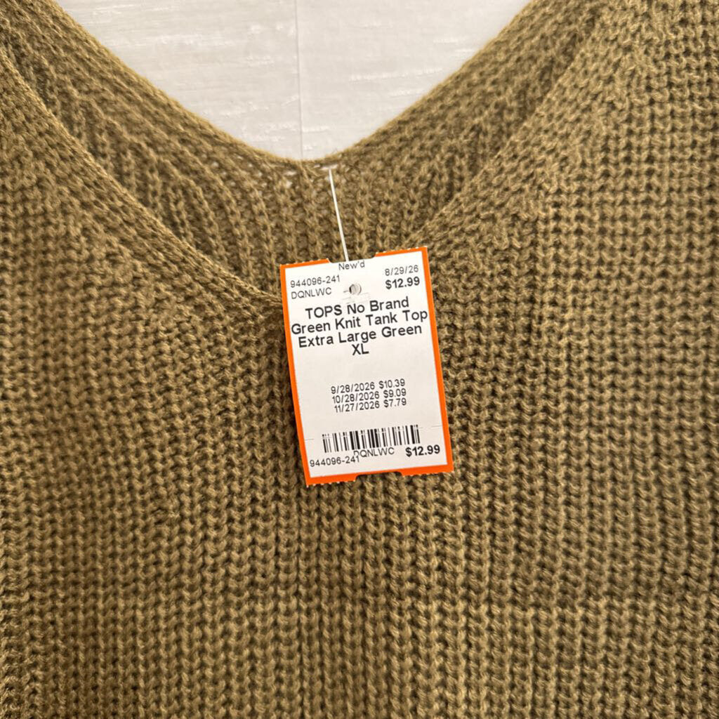 Green Knit Tank Top Extra Large