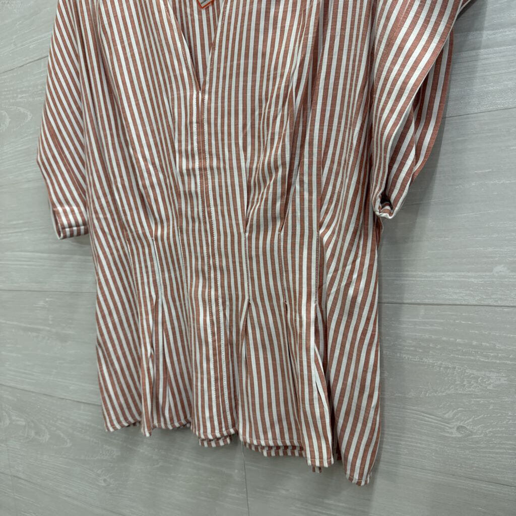Max Studio Red/ White Striped Short Sleeve Top Extra Large