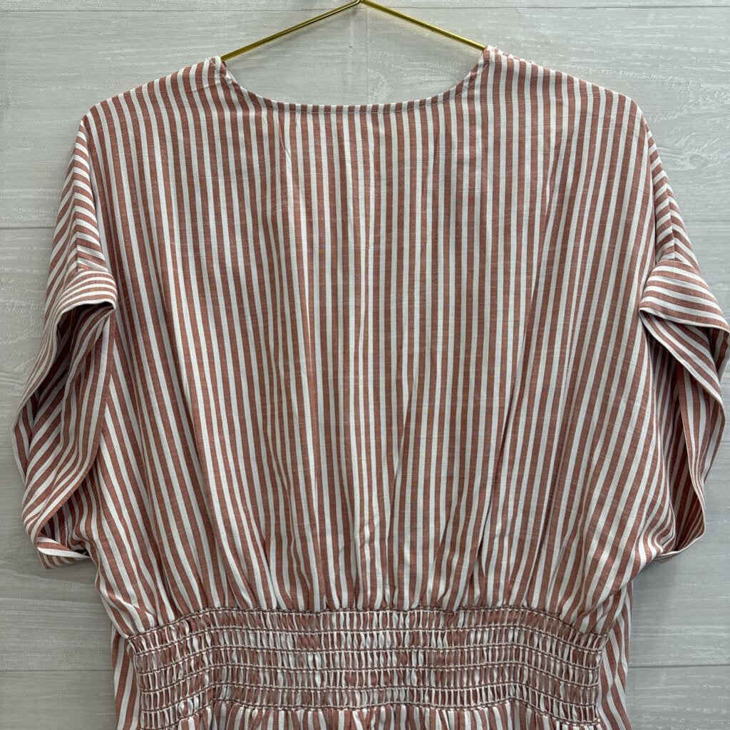 Max Studio Red/ White Striped Short Sleeve Top Extra Large