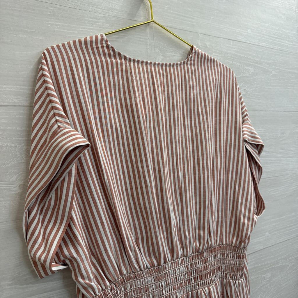 Max Studio Red/ White Striped Short Sleeve Top Extra Large