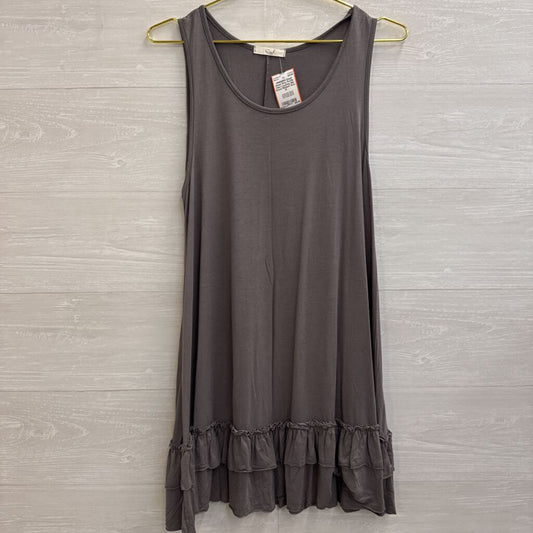 Easel Grey Ruffle Hem Layering Slip Dress Medium