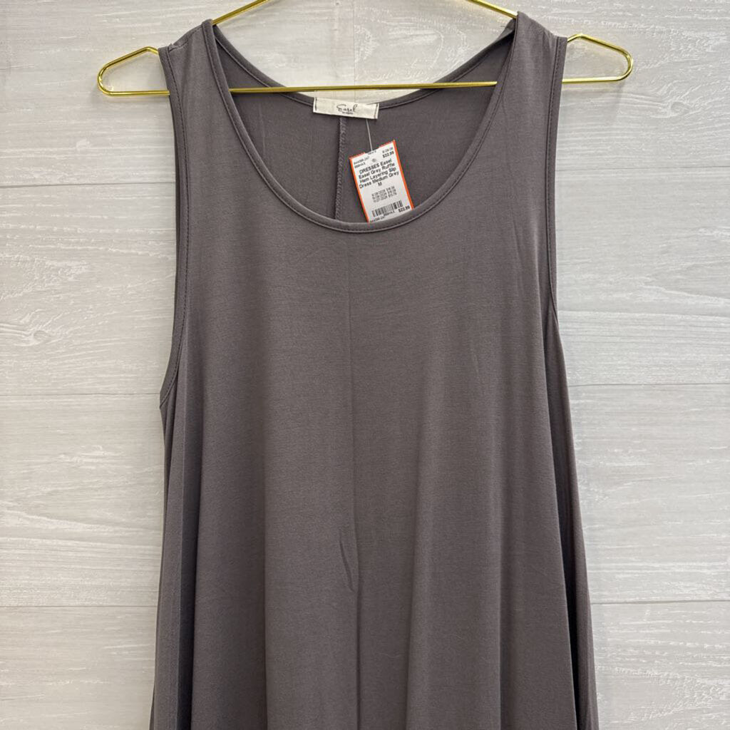 Easel Grey Ruffle Hem Layering Slip Dress Medium