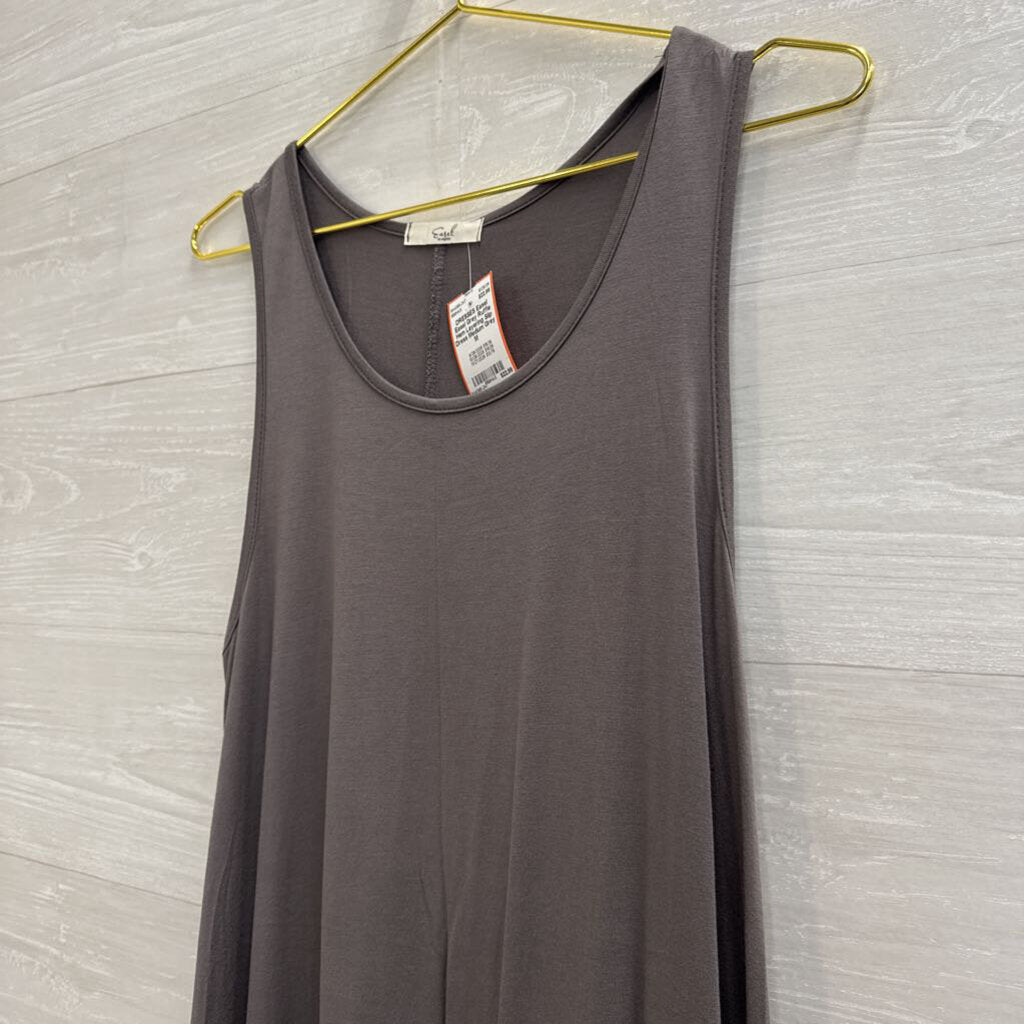 Easel Grey Ruffle Hem Layering Slip Dress Medium