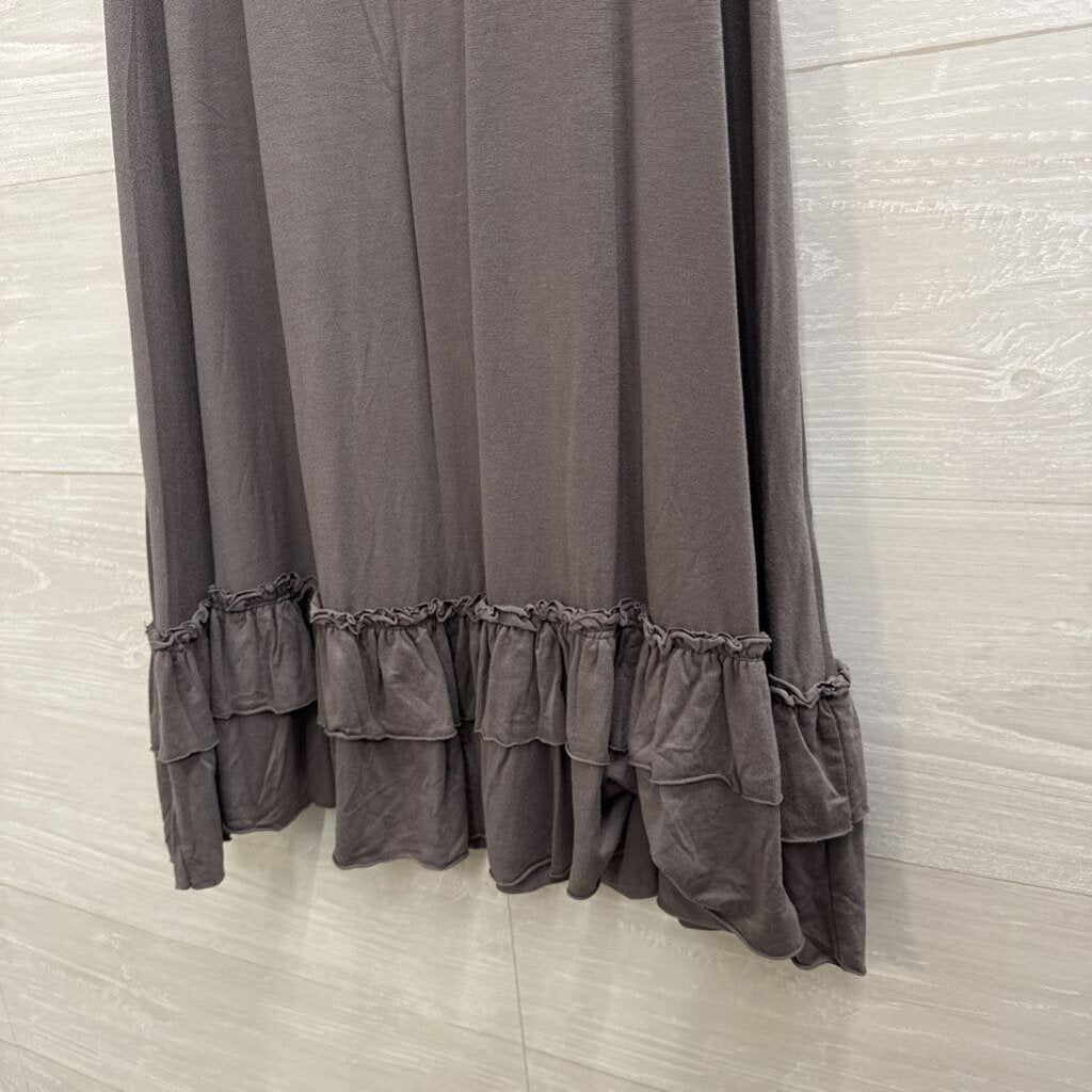 Easel Grey Ruffle Hem Layering Slip Dress Medium