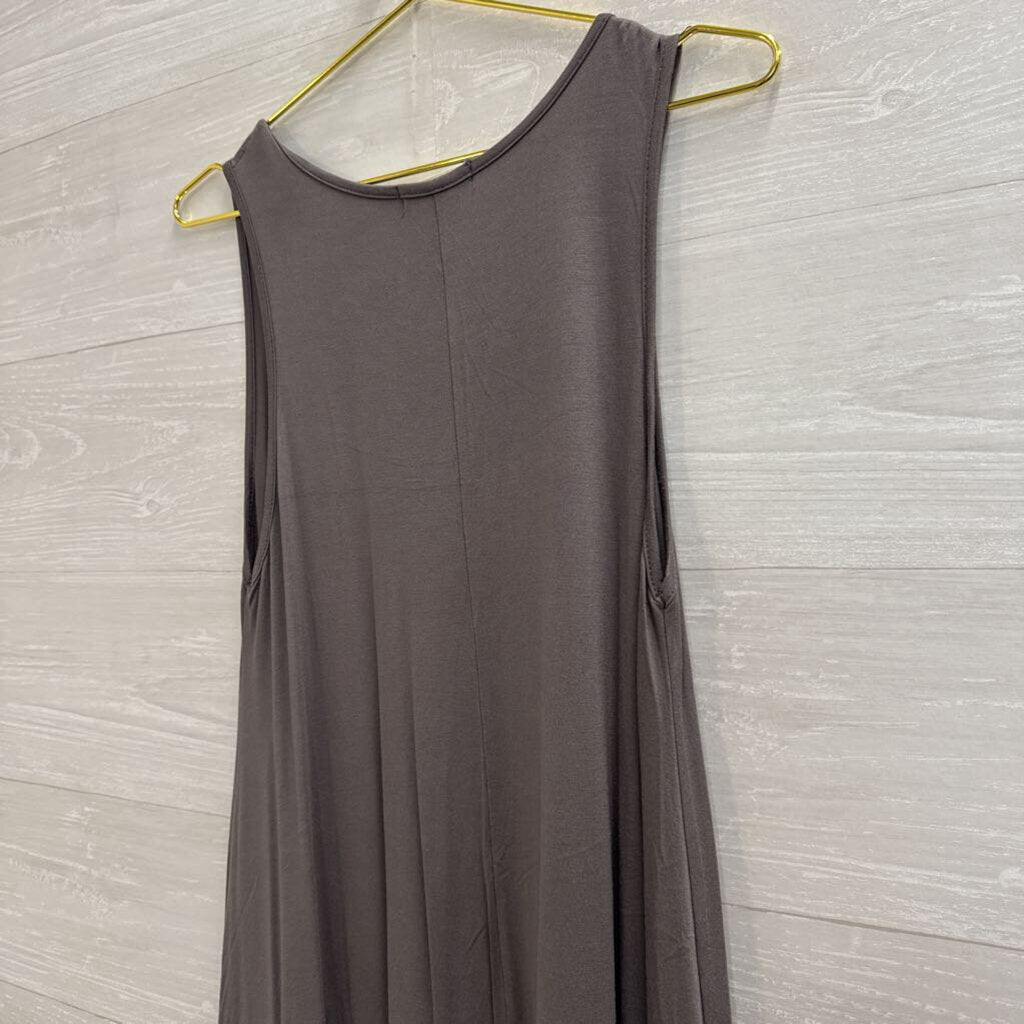 Easel Grey Ruffle Hem Layering Slip Dress Medium