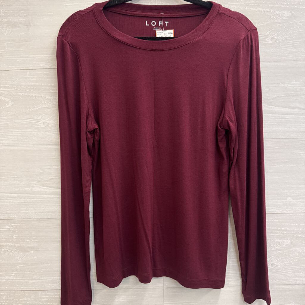 Loft Burgundy Long Sleeve Top Large