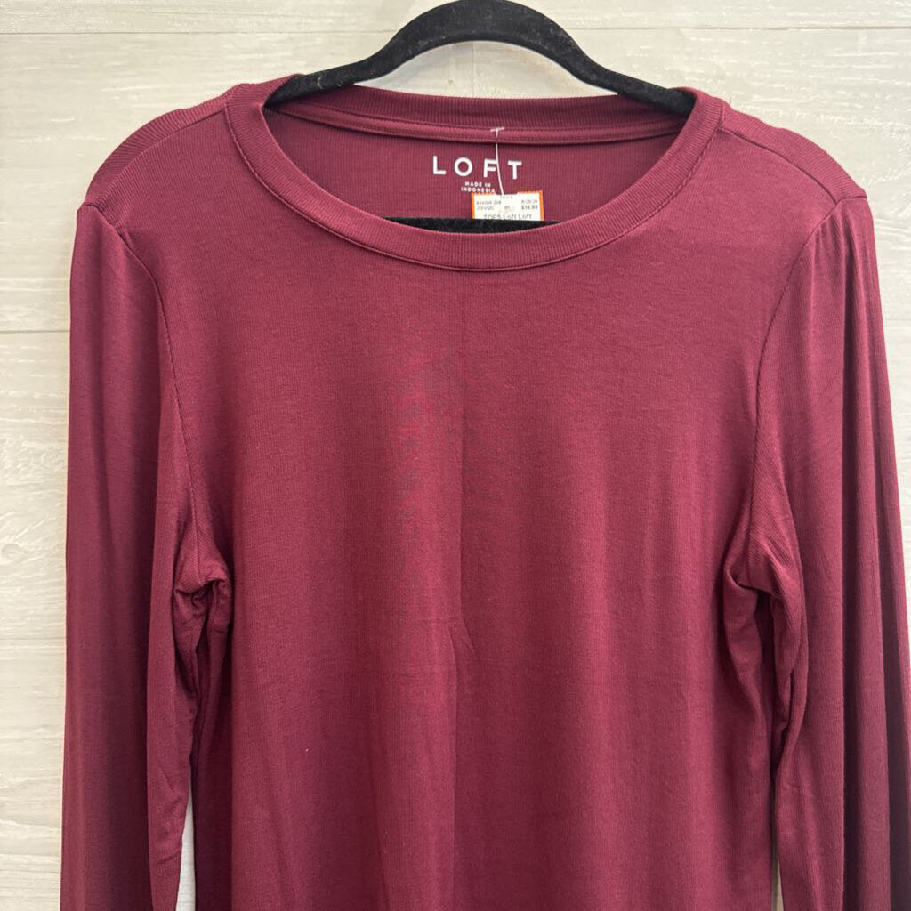 Loft Burgundy Long Sleeve Top Large