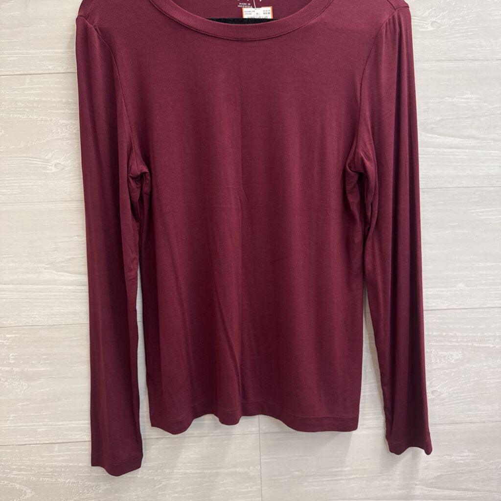 Loft Burgundy Long Sleeve Top Large