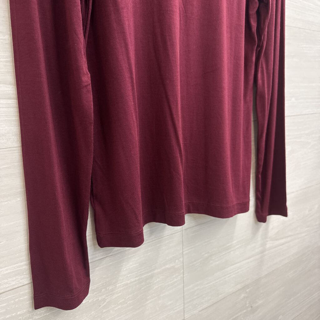 Loft Burgundy Long Sleeve Top Large