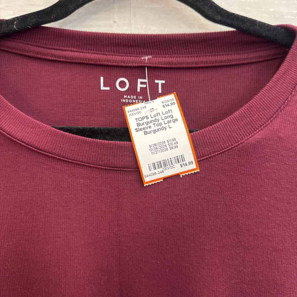 Loft Burgundy Long Sleeve Top Large