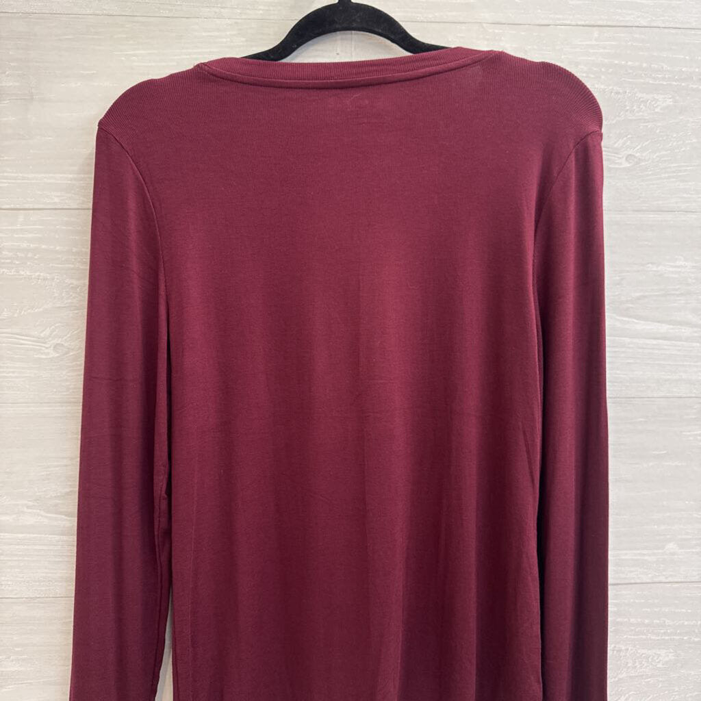 Loft Burgundy Long Sleeve Top Large