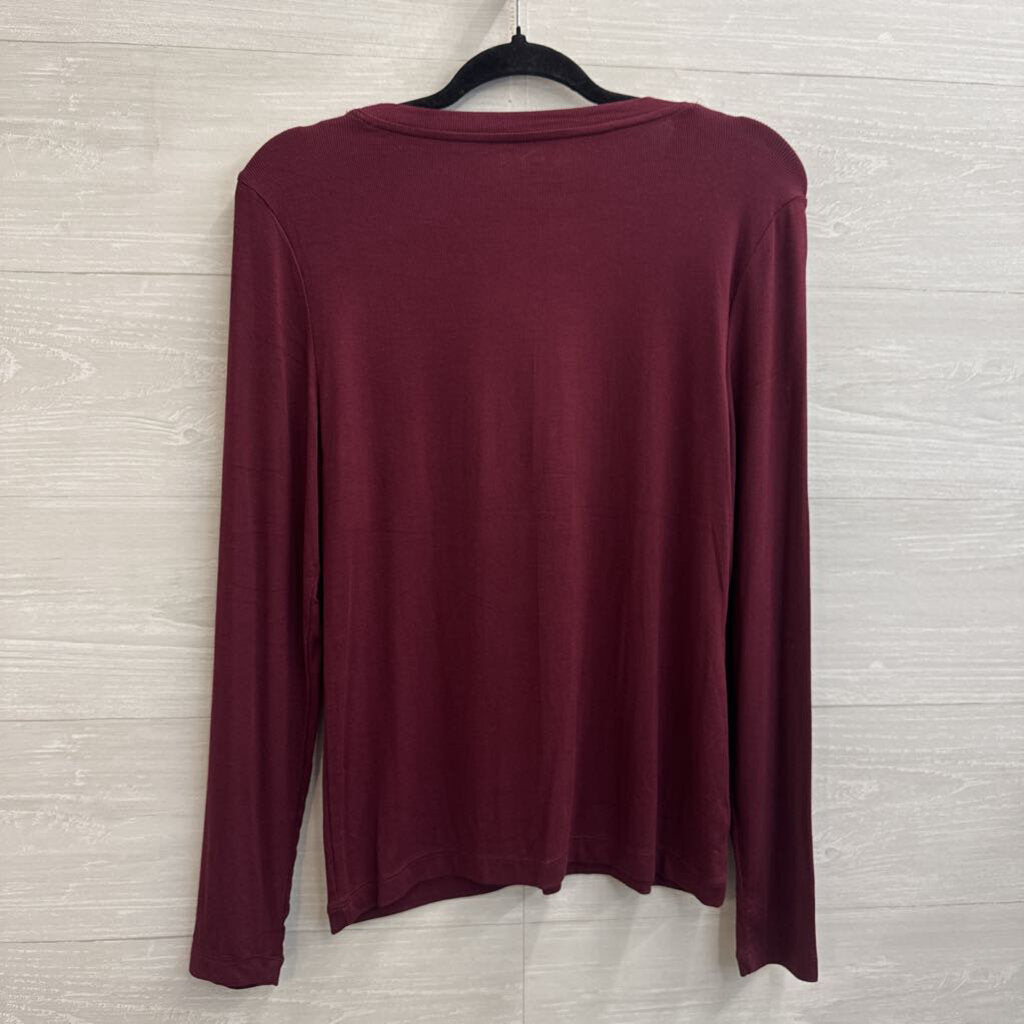 Loft Burgundy Long Sleeve Top Large