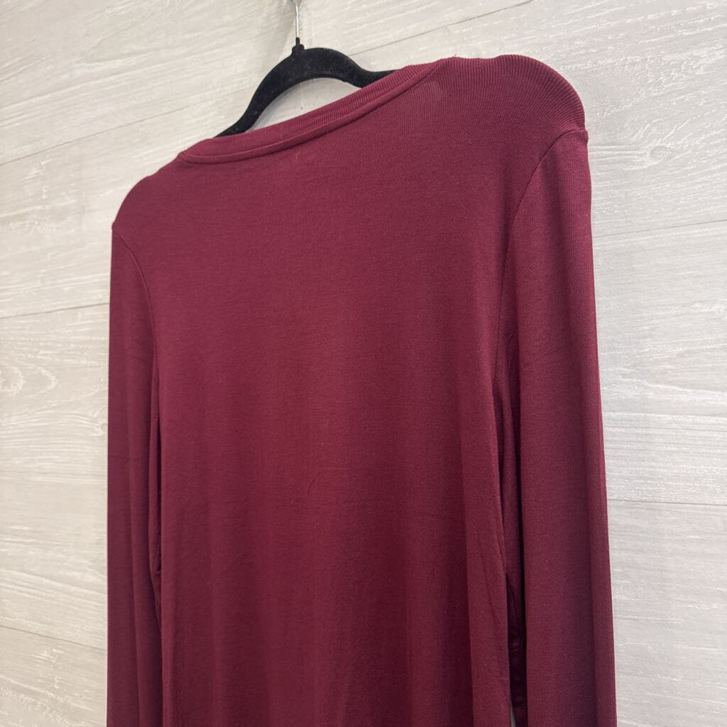 Loft Burgundy Long Sleeve Top Large