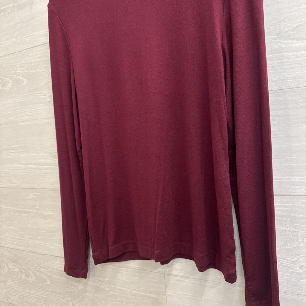 Loft Burgundy Long Sleeve Top Large