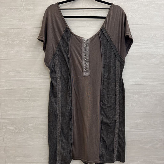 POL Grey Short Sleeve Slouchy Tunic Top Small